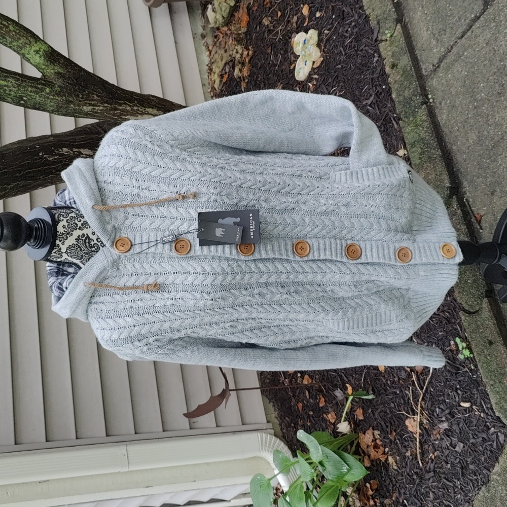 American Stitch cable knit sweater hoodie